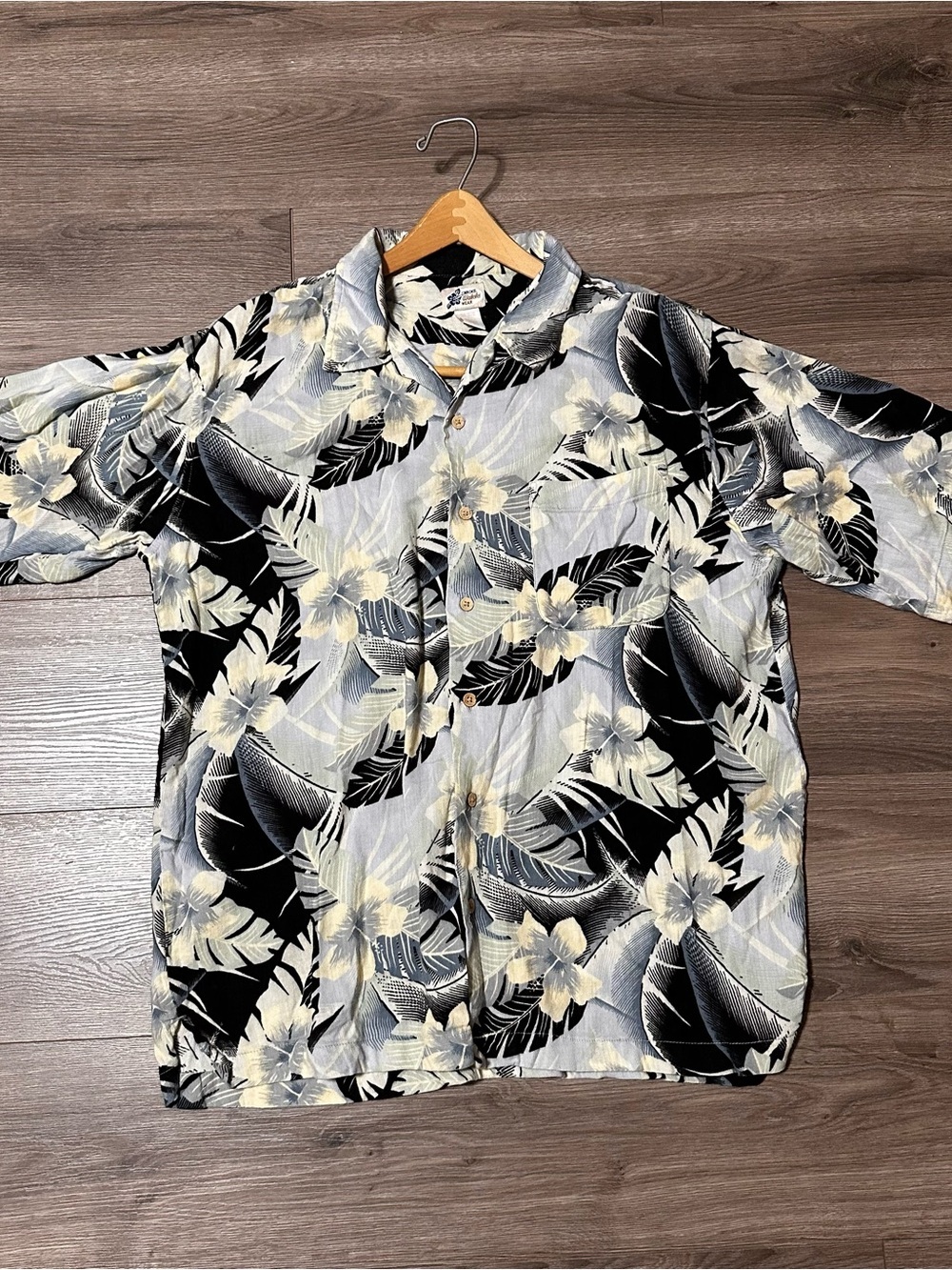 Waikiki Cotton Black and Cream Floral Vintage Shirt - Cotton Blend